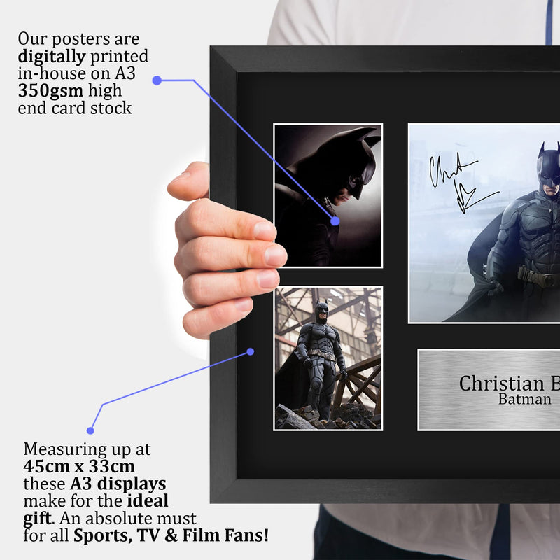 HWC Trading FR A3 Christian Bale Batman The Dark Knight Gifts Printed Signed Autograph Picture for Movie Memorabilia Fans - A3 Framed