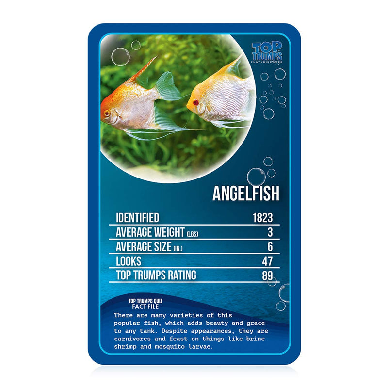 Top Trumps Freshwater Fish Classics Card Game, learn facts about the Angelfish, Ancistrus and the Bull Shark in this educational packed game, gifts and toys for boys and girls aged 6 plus