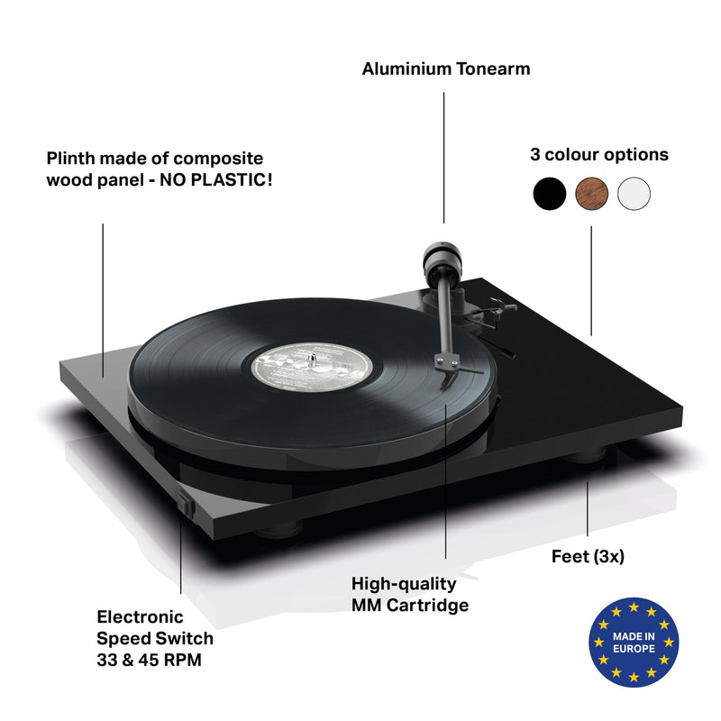 Pro-Ject E1, Plug & Play Entry Level Record Player with OM5e and 33/45 electronic speed switch (Black)