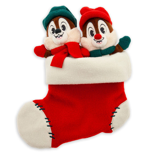 Disney Store Official Chip 'n Dale Festive Medium Soft Toy Set, 26cm/10”, Plush Cuddly Characters in Matching Christmas Outfits, Cheeky Chipmunks inside Stocking - Suitable for Ages 0+