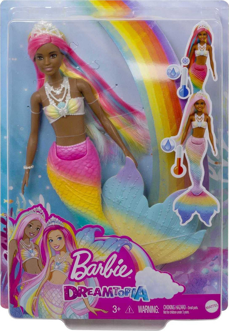 Barbie Dreamtopia Rainbow Magic Mermaid Doll with Rainbow Hair and Water-Activated Color Change Feature, Gift for 3 to 7 Year Olds