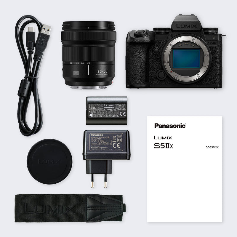 Panasonic LUMIX S5IIX Full Frame Mirrorless Camera, 6K/4K 10-bit Unlimited Recording, Phase Hybrid AF, Apple ProRes RAW & BRAW via HDMI, USB-SSD Recording, 5-Axis Dual I.S. with LUMIX 20-60mm Lens