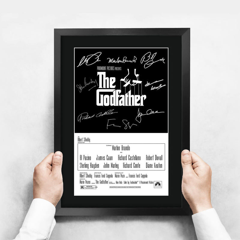 HWC Trading The Godfather Part 1 The Cast Al Pacino Marlon Brando Gifts Printed Poster Signed Autograph Picture for Movie Memorabilia Fans - A3 Framed