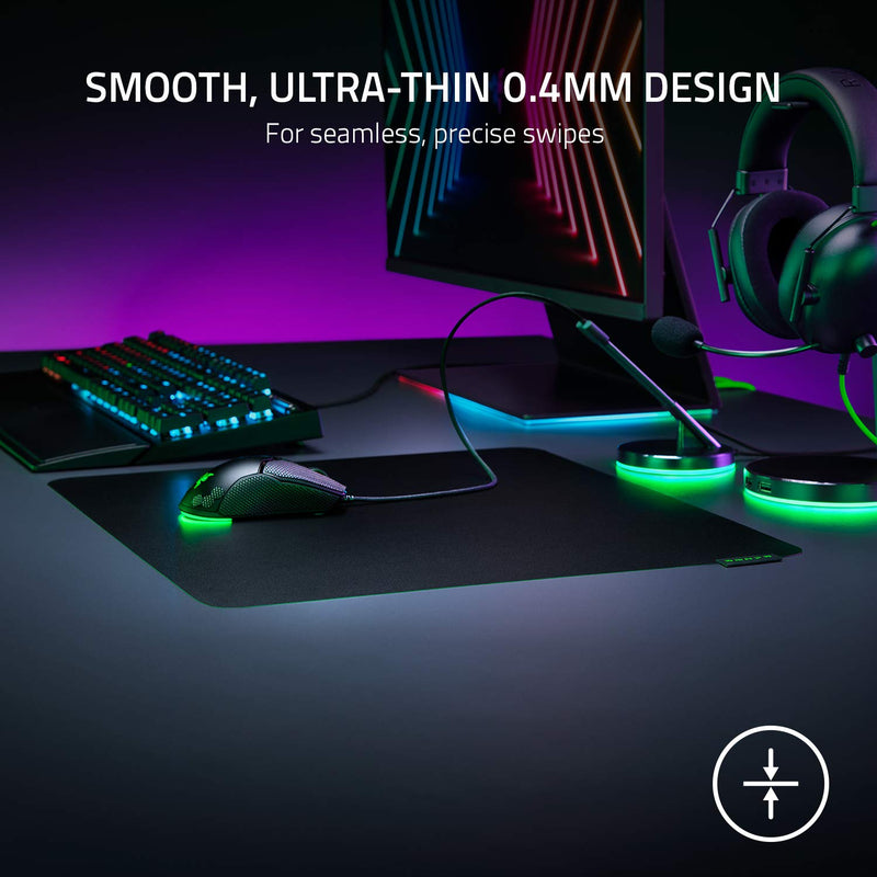 Razer Sphex V3 - Ultra-Thin Gaming Mouse Mat (Ultra Thin 0.4mm Design, Tough Polycarbonate Build, Adhesive Base) Small