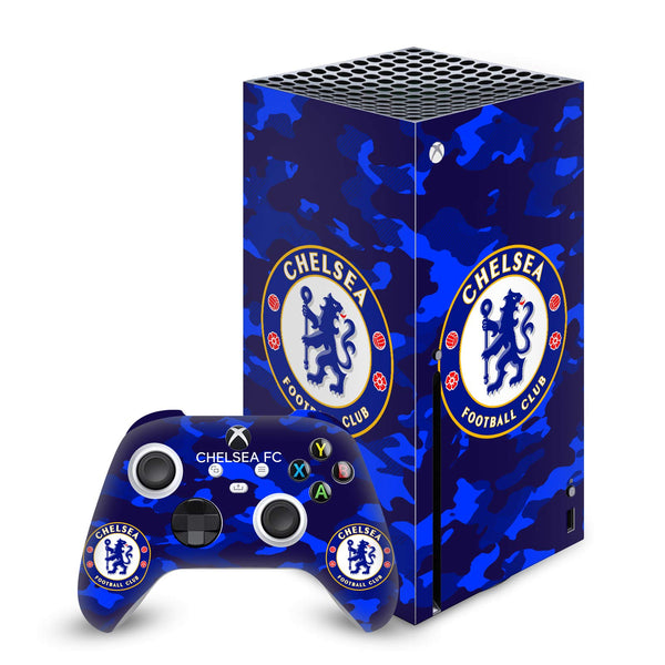 Head Case Designs Officially Licensed Chelsea Football Club Camouflage Mixed Logo Matte Vinyl Sticker Gaming Skin Decal Cover Compatible With Xbox Series X Console and Controller Bundle