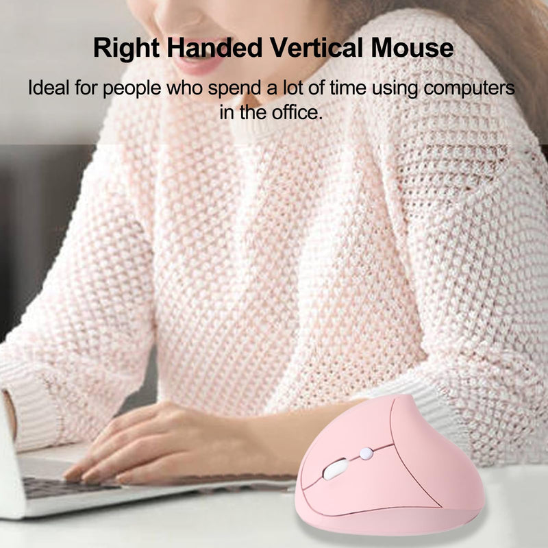 Ergonomic Mouse Wireless Right Handed Vertical Mouse with USB Receiver Portable Rechargeable 2.4GHz Optical Cordless Computer Mice for Laptop Computer PC Desktop, 800/1200/1600 DPI, 6 Buttons, Pink