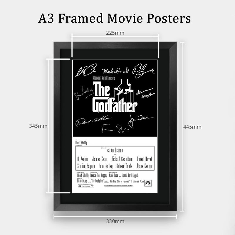 HWC Trading The Godfather Part 1 The Cast Al Pacino Marlon Brando Gifts Printed Poster Signed Autograph Picture for Movie Memorabilia Fans - A3 Framed