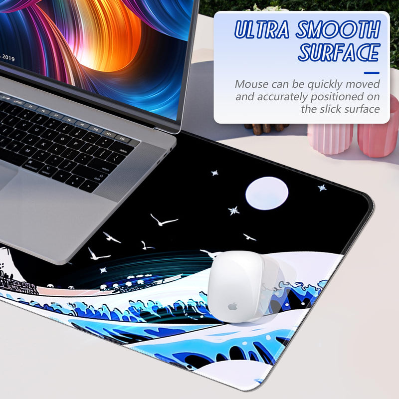 YUWLDD Mouse Pad Gaming Large Desk Pad (31.5 x 11.8 x0.12 inch) Washable Large Mouse Mat, Japanese Mouse Pad with Anti-Slip Rubber Base, Extended Mouse Pad for Office & Home.