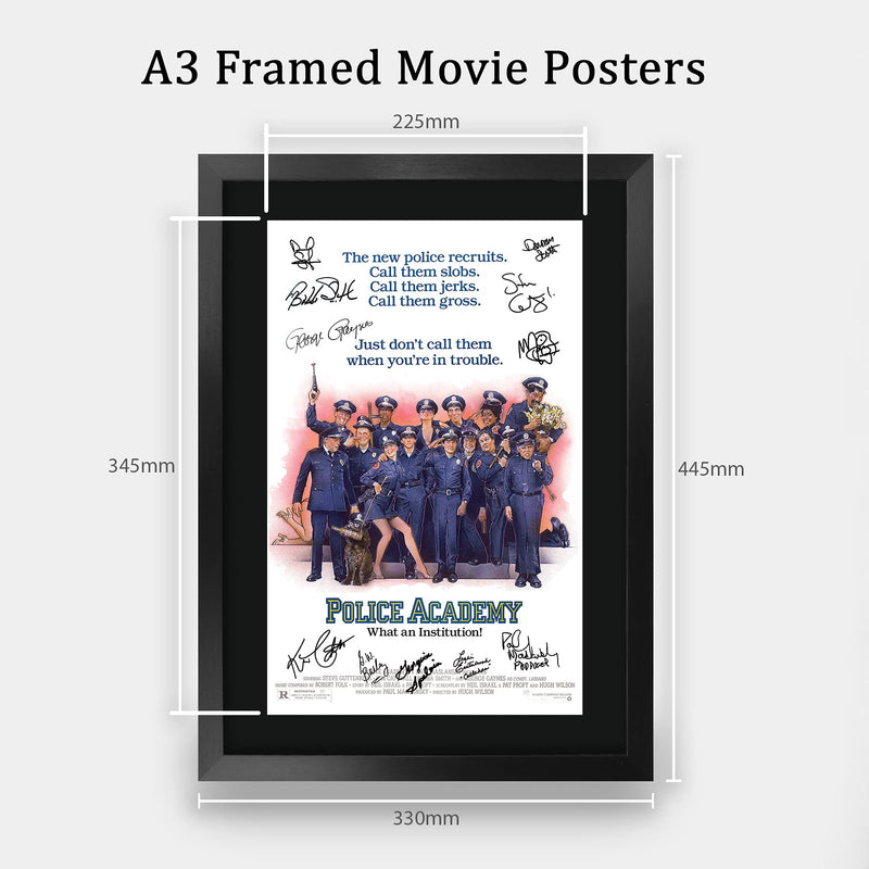 HWC Trading FR A3 Police Academy Steve Guttenburg Gifts Printed Poster Signed Autograph Picture for Movie Memorabilia Fans - A3 Framed