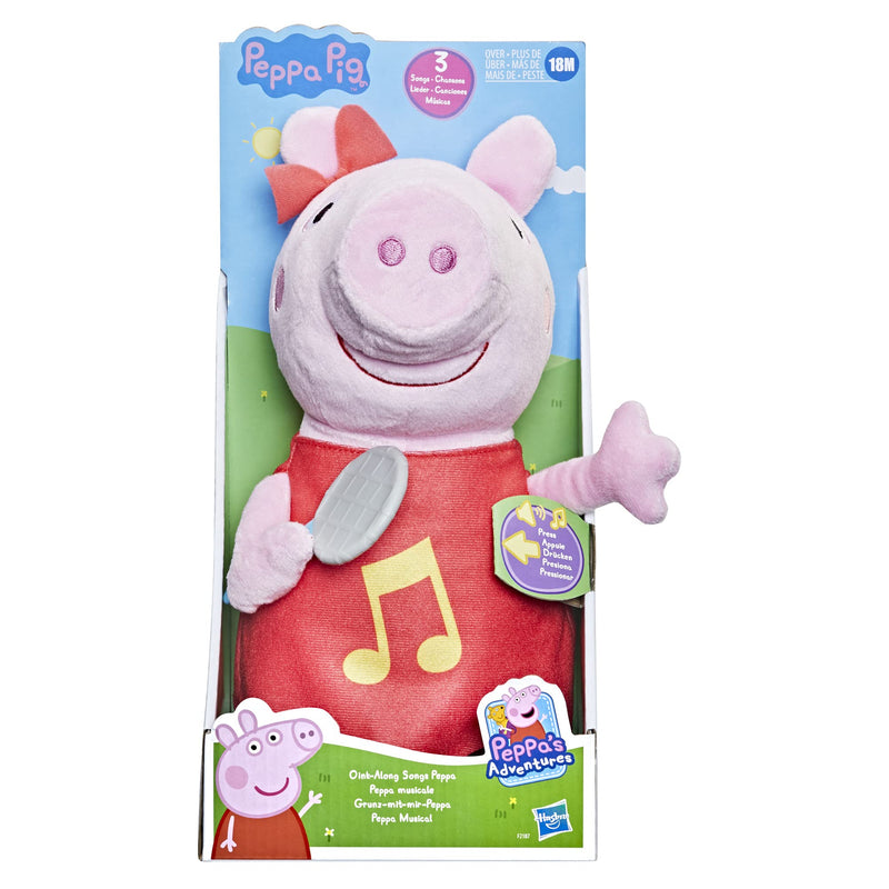 Hasbro Peppa Pig Oink-Along Songs Peppa Singing Plush Doll with Sparkly Red Dress and Bow, Sings 3 Songs, Ages 3 and up,F21875L0