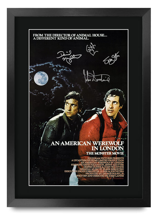 HWC Trading FR A3 An American Werewolf in London Movie Poster Daviv Naughton Gifts Printed Poster Signed Autograph Picture for Movie Memorabilia Fans - A3 Framed