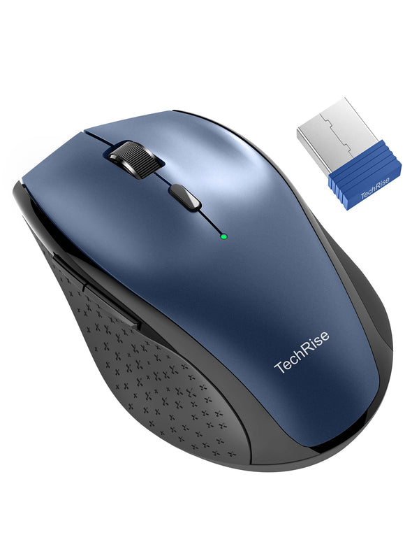 TechRise Wireless Mouse, Computer Mouse for Laptop, Silent Mouse with Nano Receiver, 30 Months Battery Life, Ergonomic Optical Mouse for PC, Tablet, Laptop with Windows System (Blue)