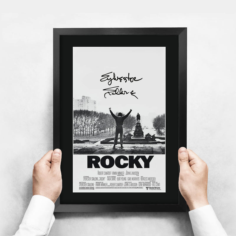 HWC Trading A3 FR Rocky Movie Poster Sylvester Stallone Signed Gift FRAMED A3 Printed Autograph Film Gifts Print Photo Picture Display