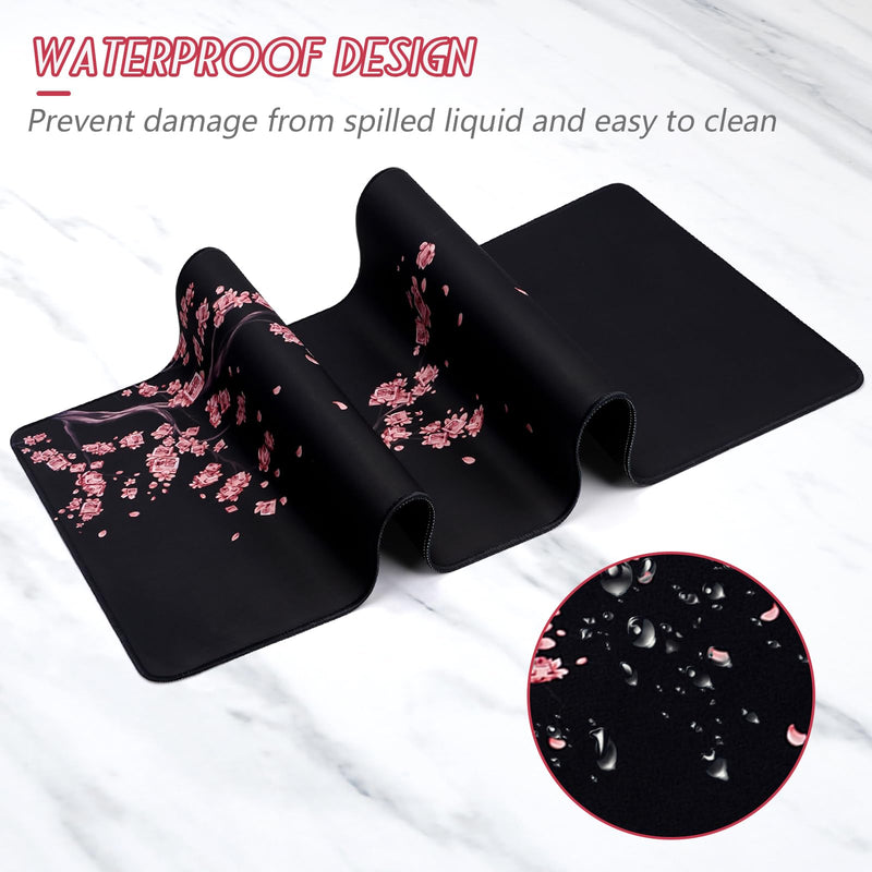 YUWLDD Mouse Pad Gaming Large Desk Pad (31.5 x 11.8 x0.12 inch) Washable Large Mouse Mat, Japanese Mouse Pad with Anti-Slip Rubber Base, Extended Mouse Pad for Office & Home.