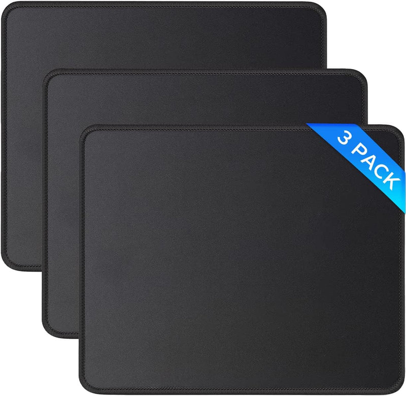 JIKIOU Mouse Mat, 3 Pack Stitched Edges Gaming Mouse Pad Mat Smooth Comfortable Touch Textured Surface with Non-Slip Rubber Base