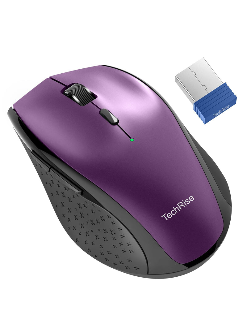 TechRise Wireless Mouse, Computer Mouse for Laptop, Silent Mouse with Nano Receiver, 30 Months Battery Life, Ergonomic Optical Mouse for PC, Tablet, Laptop with Windows System (Purple)