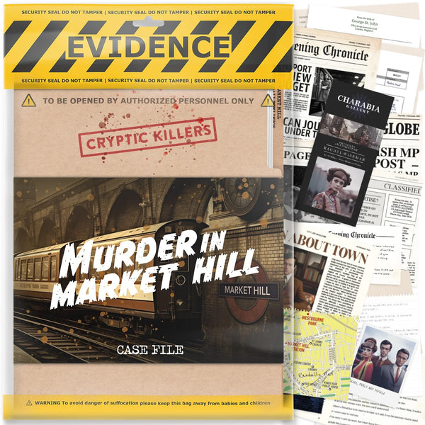 Cryptic Killers Unsolved murder mystery game - Cold Case Files Investigation Detective Evidence & Crime File - individuals, date nights & party games- Murder in Market Hill