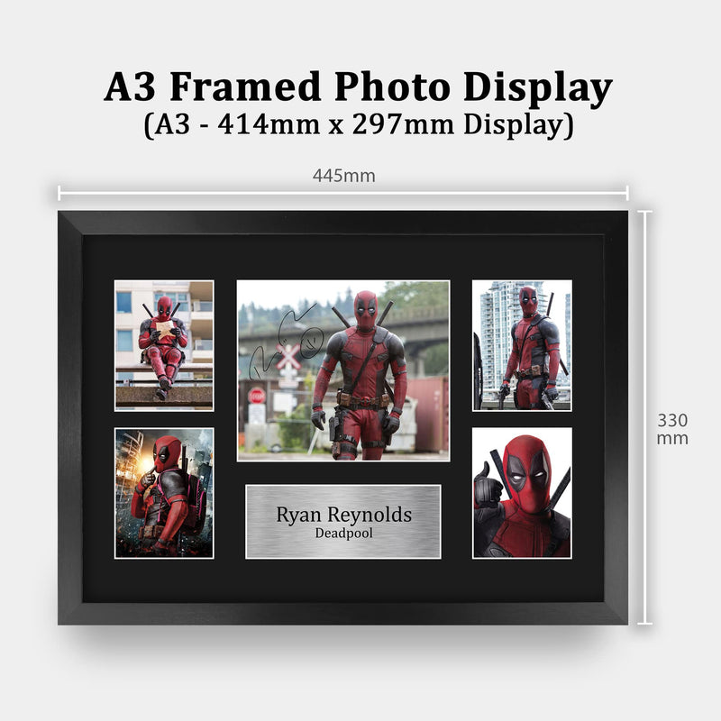 HWC Trading FR A3 Ryan Reynolds Deadpool Presents Printed Signed Autograph Picture for Movie Memorabilia Fans - A3 Framed