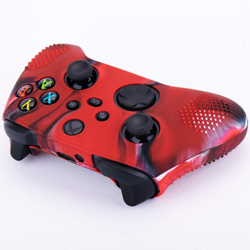 YoRHa Dots Cover Skin Case for Xbox Series X/S Controller x 1(Camouflage Red) with Thumb Grips x 10