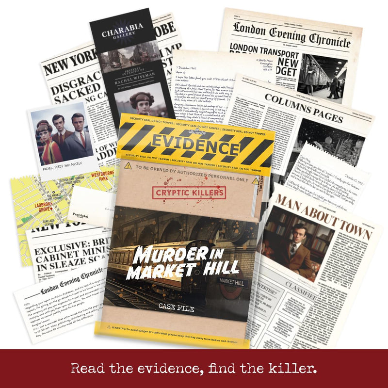 Cryptic Killers Unsolved murder mystery game - Cold Case Files Investigation Detective Evidence & Crime File - individuals, date nights & party games- Murder in Market Hill