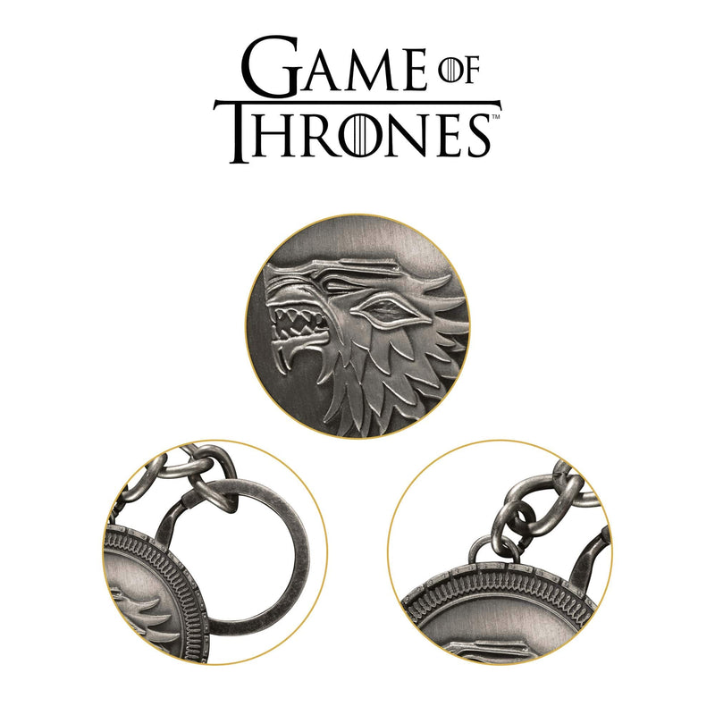 The Noble Collection Game of Thrones Stark Shield Keychain - 2.6in (6.5cm) Stark House Sigil - Game of Thrones TV Show Merchandise Gifts