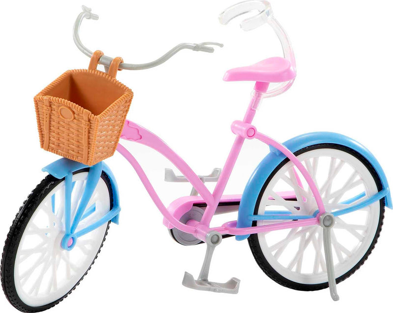 Barbie Doll and Bike Playset with Doll (11.5 in, Blonde), Bicycle with Rolling Wheels & Water Bottle Accessory, Gift for 3 to 7 Year Olds,Blue,pink,white