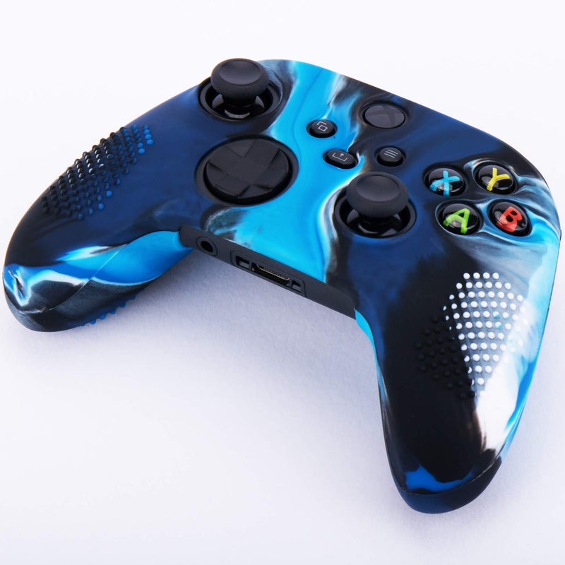 YoRHa Dots Cover Skin Case for Xbox Series X/S Controller x 1(Camouflage Blue) with Thumb Grips x 10