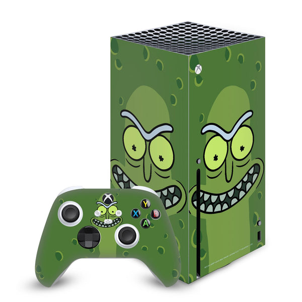 Head Case Designs Officially Licensed Rick And Morty Pickle Rick Graphics Vinyl Sticker Gaming Skin Decal Cover Compatible With Xbox Series X Console and Controller Bundle