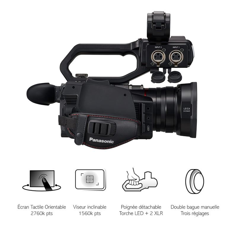 Panasonic HC-X2000E Lightest 4K Professional Camcorders with Wide-Angle 25 mm Lens, 24x Optical Zoom and Detachable Handle