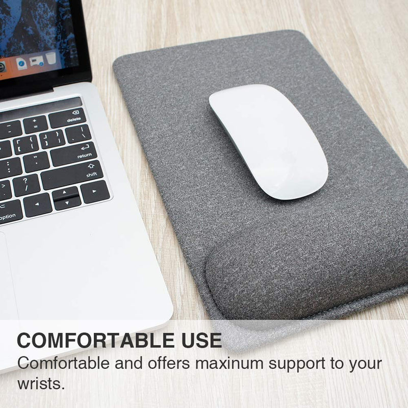 SenseAGE Mouse Mat with Wrist Support, Enlarge Mouse Pad with Wrist Rest, Non-Slip Rubber Base, Smooth Surface, Precise Sliding and Pain Relief, Compatible with Laser and Optical Mice, Gray