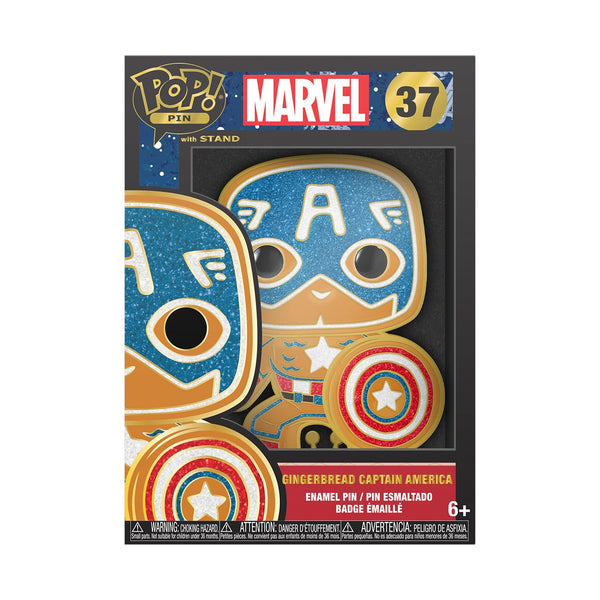 Loungefly POP! Large Enamel Pin MARVEL: GINGERBREAD - Captain America - CAPTAIN AMERICA Large Enamel Pin - Marvel Comics Enamel Pins - Cute Collectable Novelty Brooch - for Backpacks