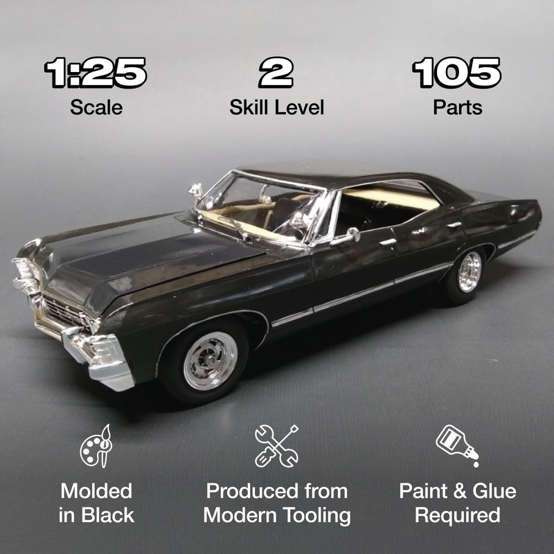 AMT 1967 Chevy Impala 4-Door Supernatural Night Hunter TV Show Model Kit Replica,White,medium