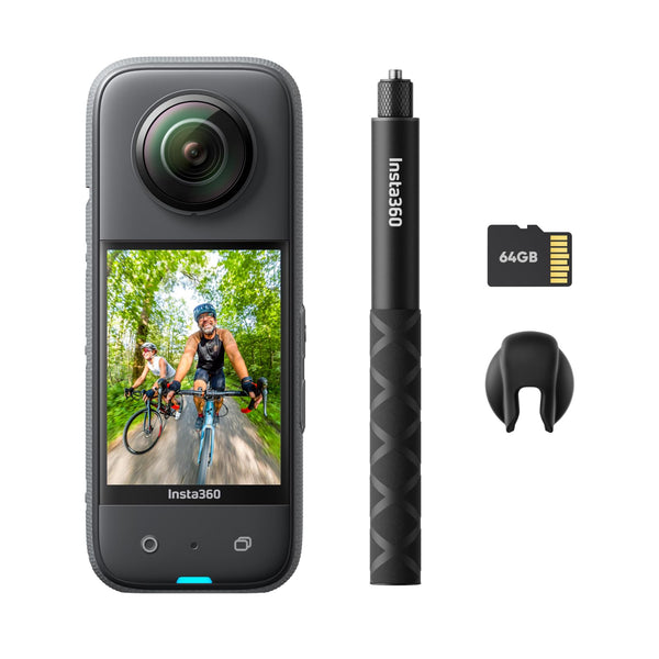 Insta360 X3 Get-Set Bundle - Waterproof 360 Action Camera with 1/2" 48MP Sensors, 5.7K 360 Active HDR Video, 72MP 360 Photo, 4K Single-Lens, 60fps Me Mode, Stabilization, 2.29" Touchscreen, AI Editing