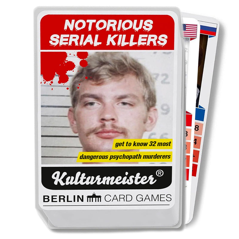 Kulturmeister - Notorious Serial Killers Trump Card Game: Unique Playing Cards Themed for Crime Solving, Mystery Investigation - Dive into Detective Games with a Serial Killer Theme