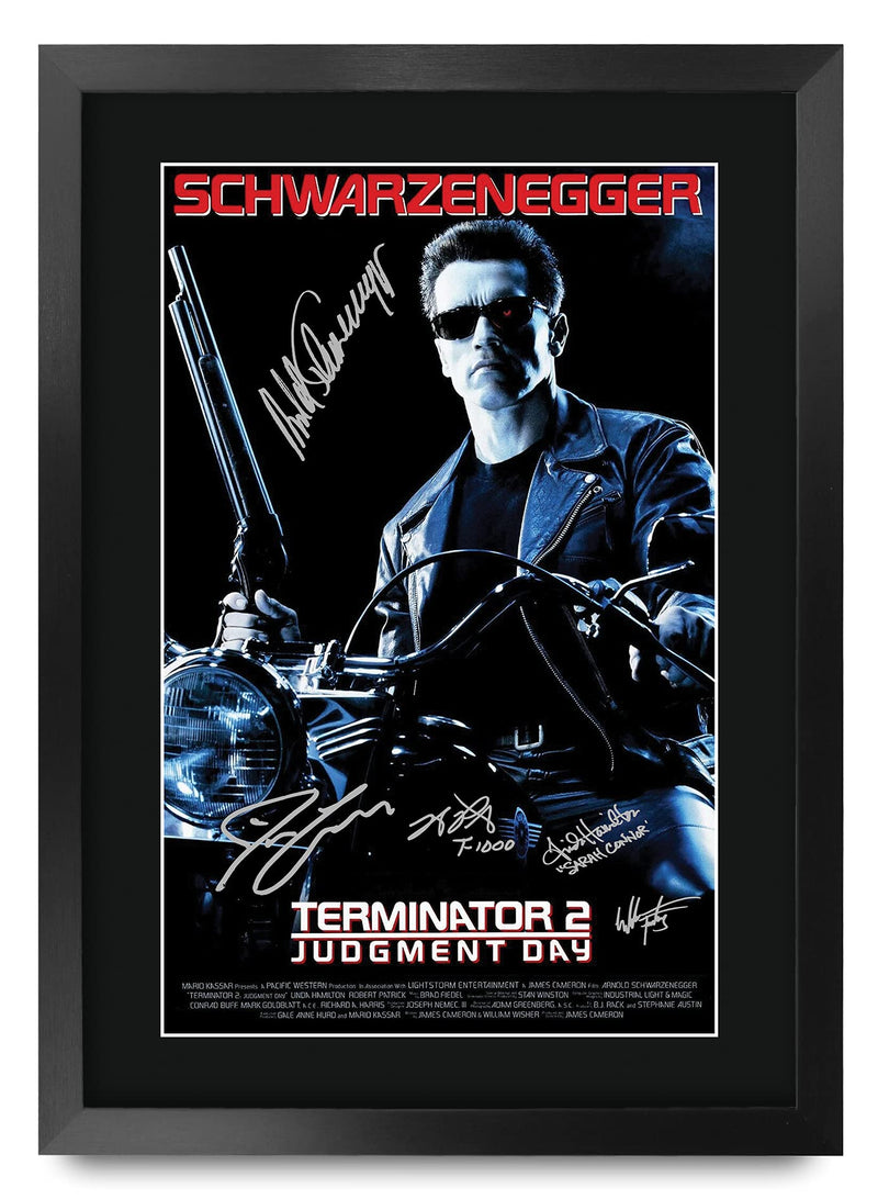 HWC Trading FR A3 Terminator 2 Judgment Day Schwarzenegger Gifts Printed Poster Signed Autograph Picture for Movie Memorabilia Fans - A3 Framed