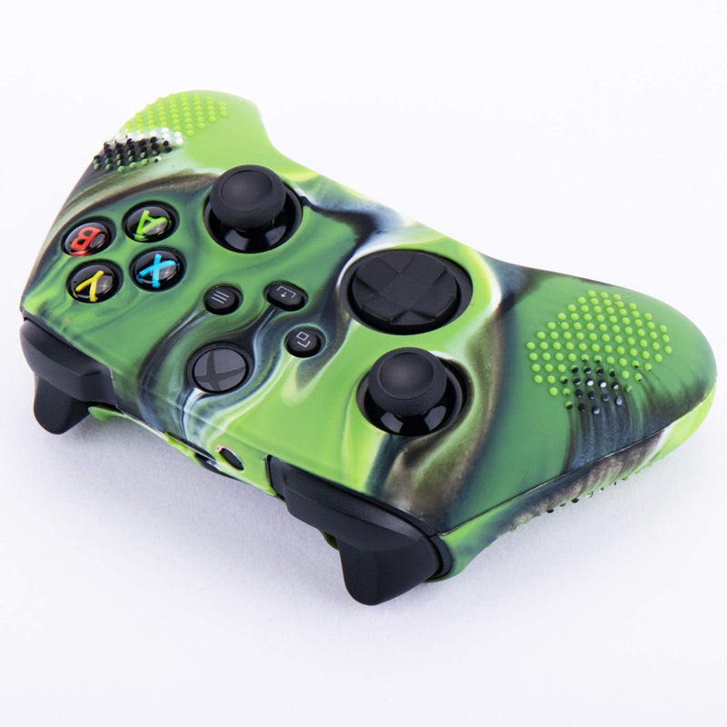 YoRHa Dots Cover Skin Case for Xbox Series X/S Controller x 1(Camouflage Green) with Thumb Grips x 10