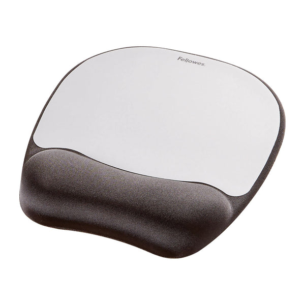 Fellowes Memory Foam Mouse Mat with Wrist Support - Ergonomic Mouse Pad for Computer Laptop - Silver Streak