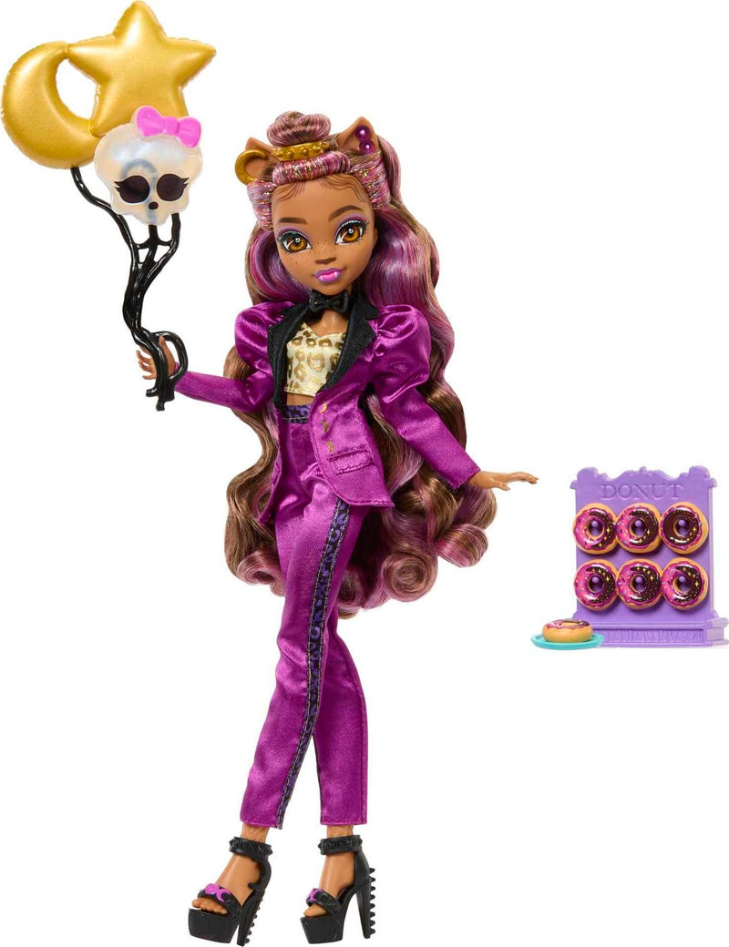 Monster High Clawdeen Wolf Doll in Monster Ball Party Fashion with Themed Accessories Like Balloons