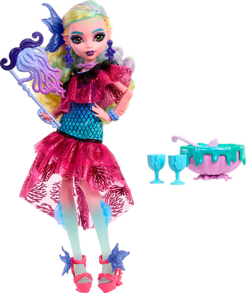 Monster High Monster Ball Doll, Lagoona Blue in Party Dress with Themed Accessories Including Balloons & Punch Bowl