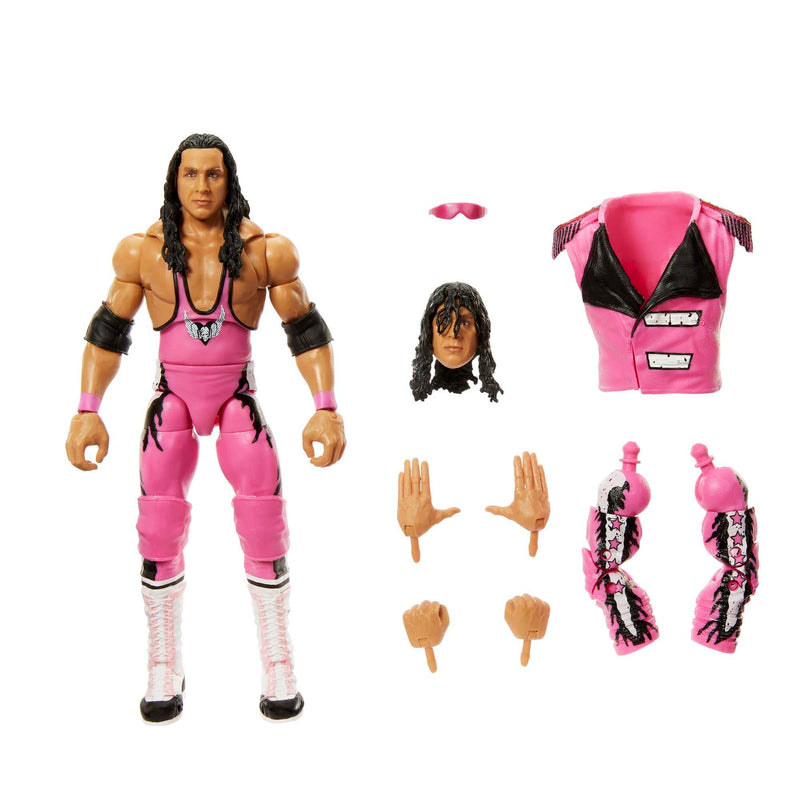 Mattel WWE Ultimate Edition Action Figure Bret “Hit Man” Hart Legends Collectible with Interchangeable Accessories, Extra Heads & Swappable Hands, HLN20