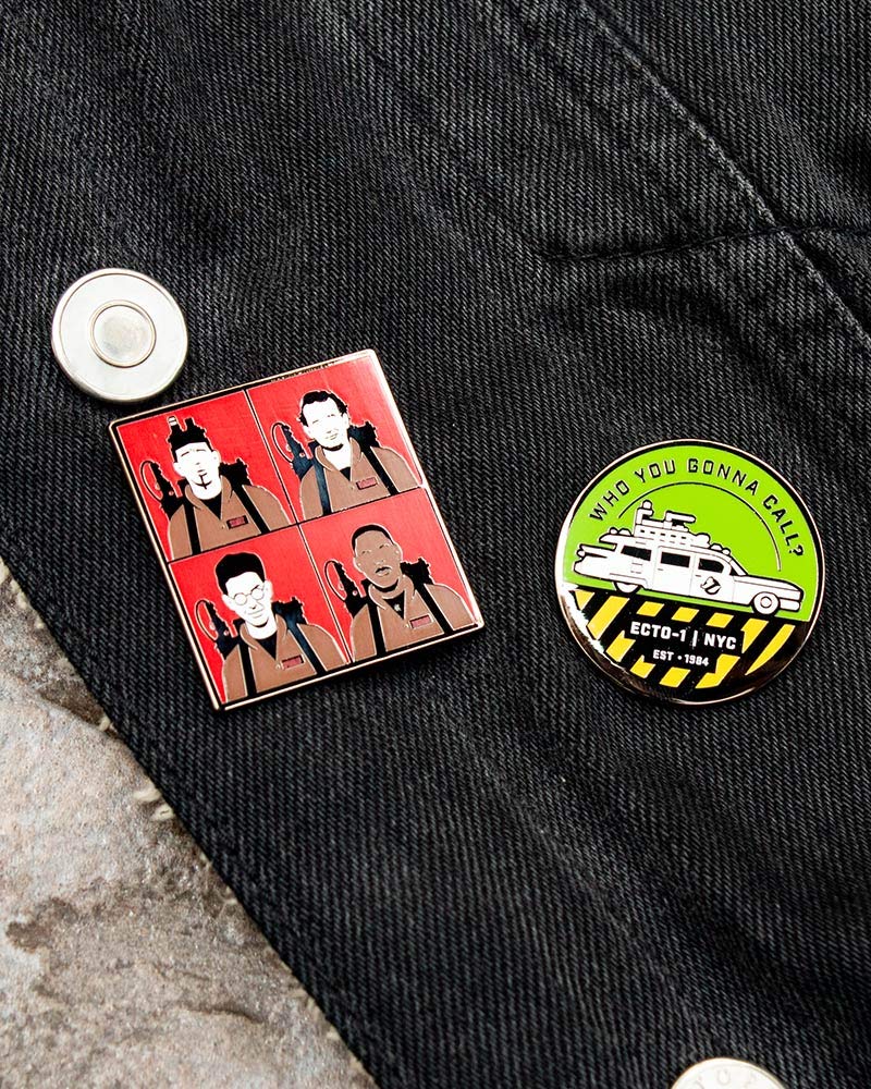 Pin Kings Official Ghostbusters Who You Gonna Call Collectible Metal Enamel Pin Badges - Set of Two Enamel Pins on a Backing Card - Official Merchandise