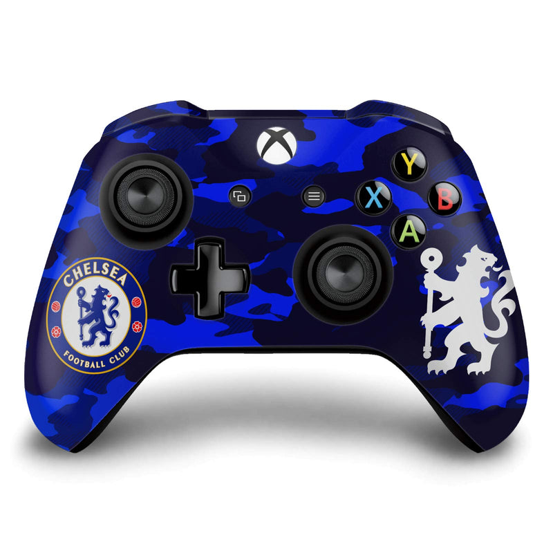 Head Case Designs Officially Licensed Chelsea Football Club Camouflage Mixed Logo Matte Vinyl Sticker Gaming Skin Decal Cover Compatible With Xbox One S Console and Controller Bundle