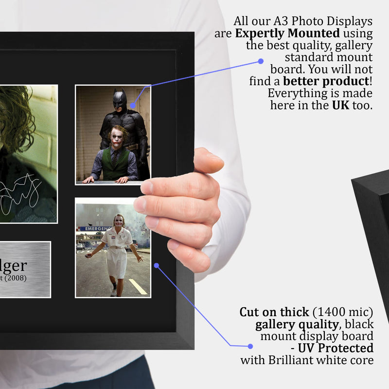 HWC Trading FR A3 Heath Ledger Joker Presents Printed Signed Autograph Picture for Movie Memorabilia Fans - A3 Framed