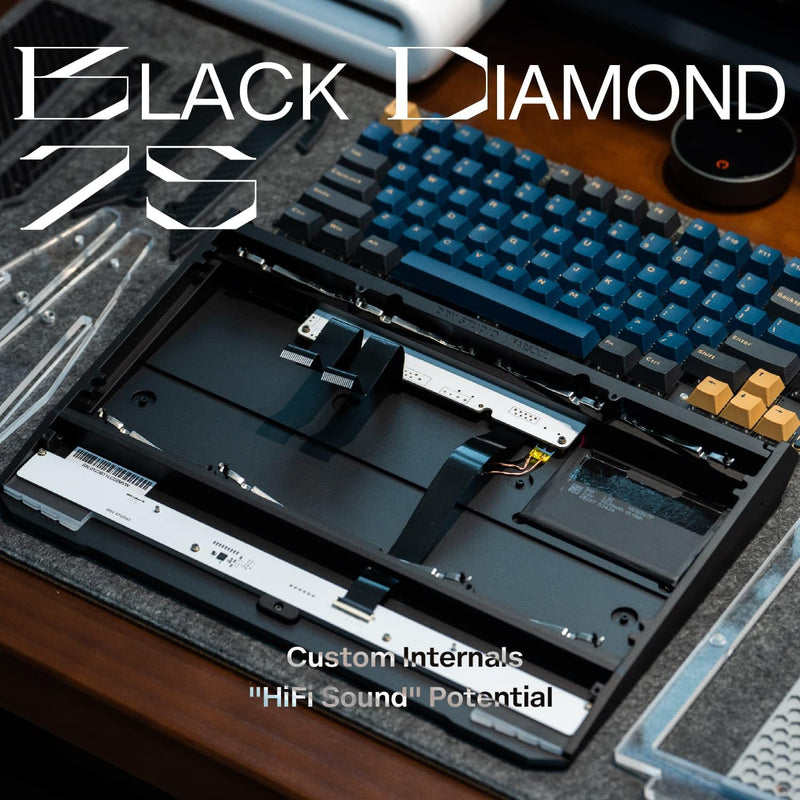 DRY STUDIO Black Diamond 75 RGB Wireless Mechanical Gaming Keyboard, 2.4G 2ms Latency, Tri-Mode Connection, Leaf Spring Mount, Custom Internals, Hotswapable Switch