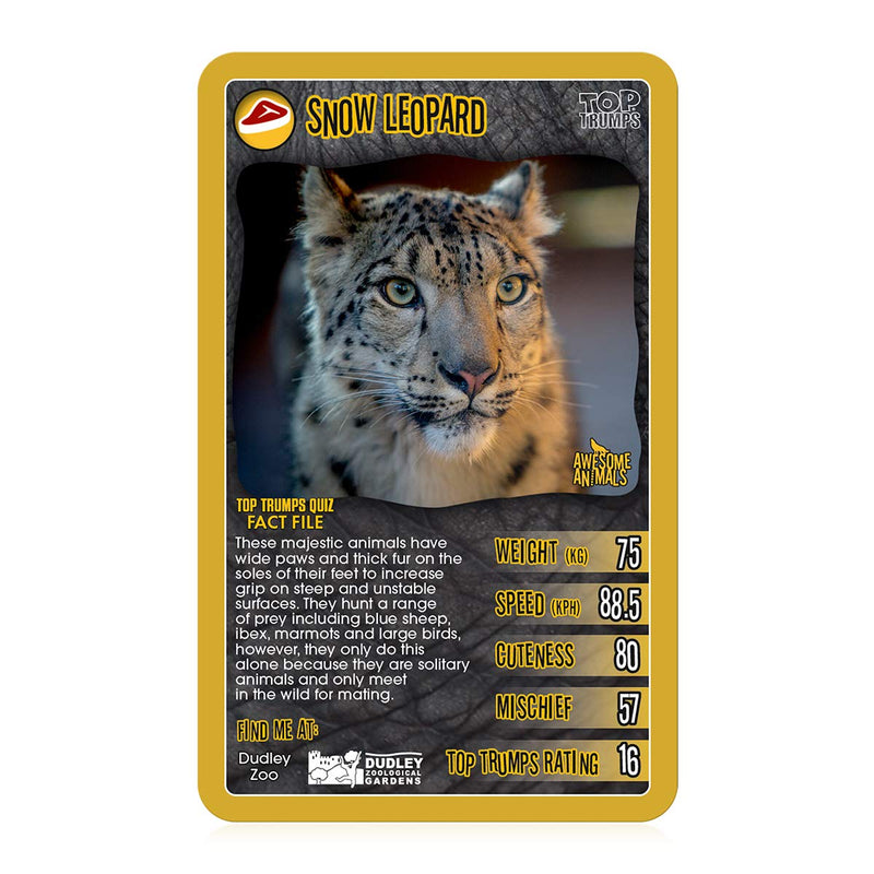 Top Trumps Awesome Animals Classics Card Game, Find out how cute the Snow Leopard is and how big is the Black Rhino, Educational card game for 2 plus players makes a great gift for ages 6 plus