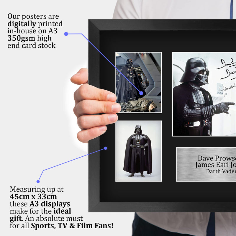 HWC Trading FR A3 Dave Prowse & James Earl Jones Star Wars Darth Vader Gifts Printed Signed Autograph Presentation Display for Movie Memorabilia Fans - A3 Framed