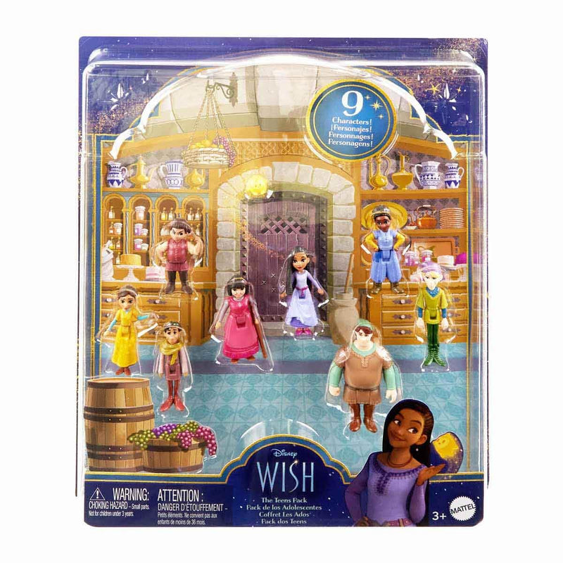 Mattel Disney’s Wish The Teens Mini Doll Set, 8 Posable Dolls & Star Figure, Characters Wear Signature Outfits, HPX36