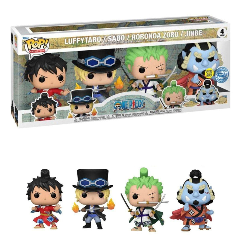 Funko Pop! Animation: One Piece - Monkey D. Luffy - 4 Pack - Glow In the Dark - Collectable Vinyl Figure - Gift Idea - Official Merchandise - Toys for Kids & Adults - Anime Fans