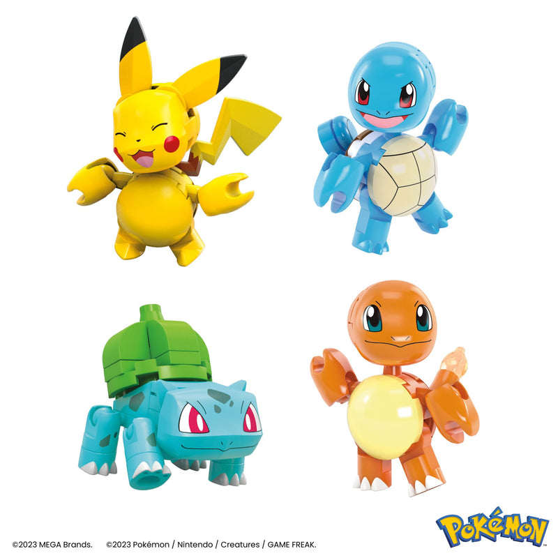 MEGA Pokémon Action Figure Building Toys, Beginner Trainer Team with 191 Pieces, 8 Characters Including Pikachu Charmander Squirtle, for Kids, HTJ75