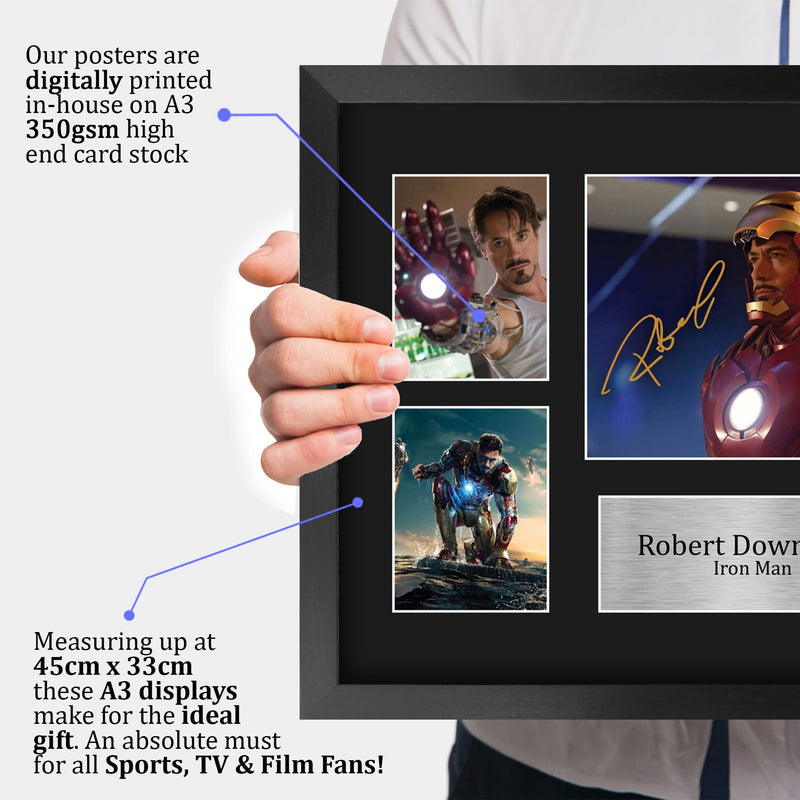 HWC Trading FR A3 Robert Downey Jr Ironman Presents Printed Signed Autograph Picture for Movie Memorabilia Fans - A3 Framed